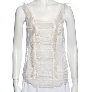 Isabel Marant white ruffle and mesh top